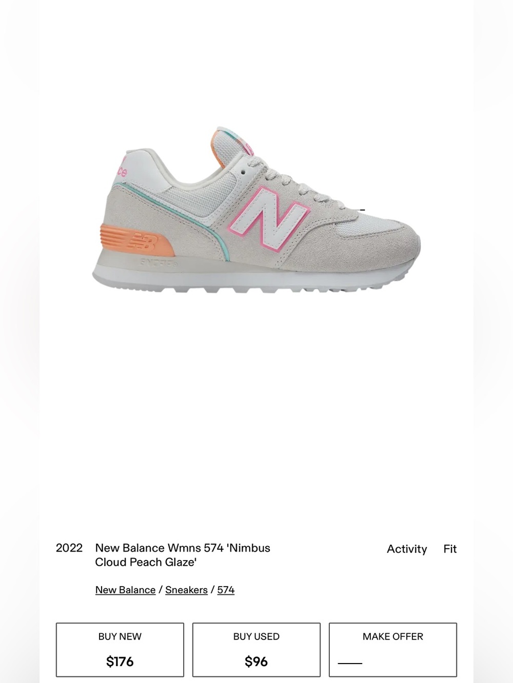 New Balance Women's 574 Nimbus Cloud Peach Glaze
